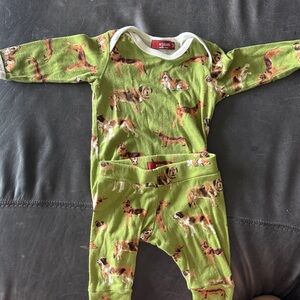 Milkbarn Green Dog Pattern Bodysuit (3-6)